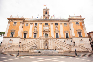 Fototapeta na wymiar Palace of the Senators in Piazza del Campidoglio in Rome.