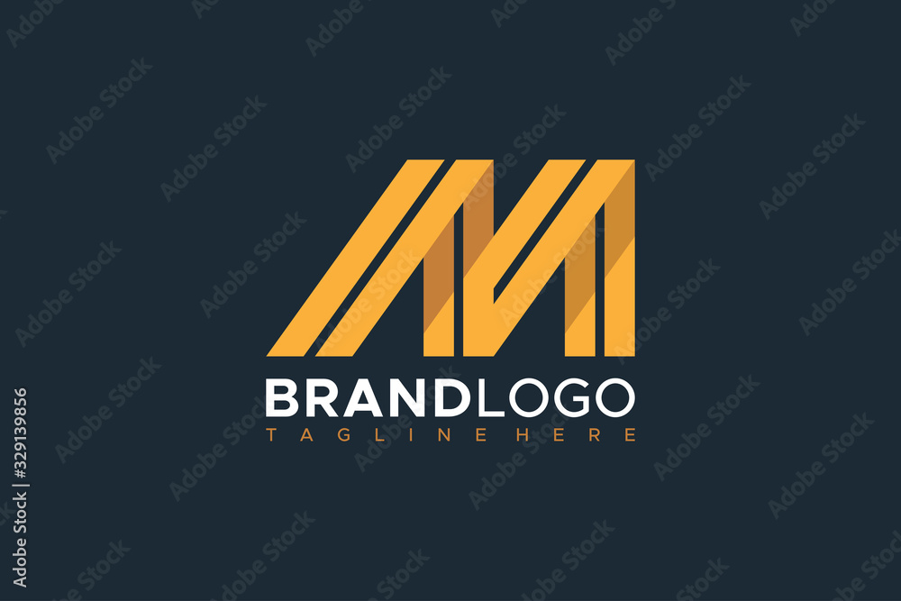 Poster logo vector abstract initial letter m geometric line. flat vector logo design template element