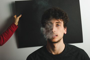 background tests for man smoking portrait