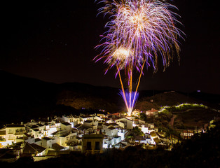 Fireworks in a little town.