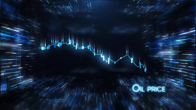 3d Illustration Oil Price Decline Chart With 3d Diagrams On Background