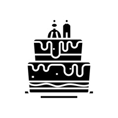 Wedding cake black icon, concept illustration, vector flat symbol, glyph sign.