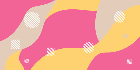 Minimalist pink yellow brown abstract memphis background