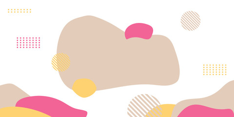 Fototapeta premium Abstract modern background memphis design. Orange, pink and brown color with memphis element decoration. Suit for presentation design, banner, web header