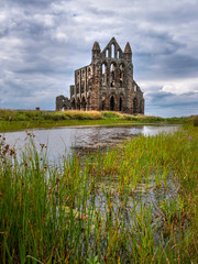 Fototapeta na wymiar A view of the ruins of Whitby Abbey the former Christian monastery then Benedictine abbey on the cliff above Whitby North Yorkshire.
