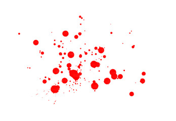 Red blood drops isolated on white backdrop