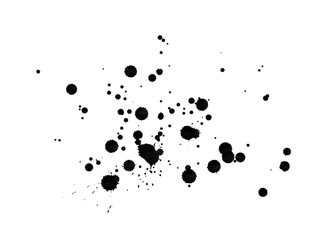 Black blots brush on white background