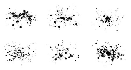 Beautiful set of black ink drops brushes