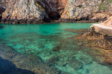 Coastal view of Berlengas Island, fresh crystal water natural reserve