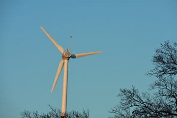 wind turbine on blue sky