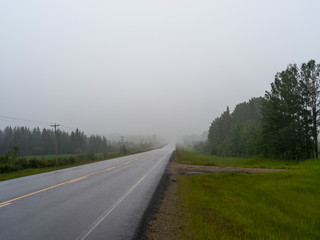 Fototapeta na wymiar Road passing through rural area, Alberta Prairies, Alberta, Canada