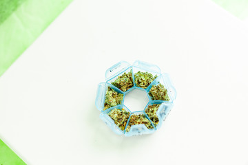 medical marijuana concept, CBD, Cannabis in pill box