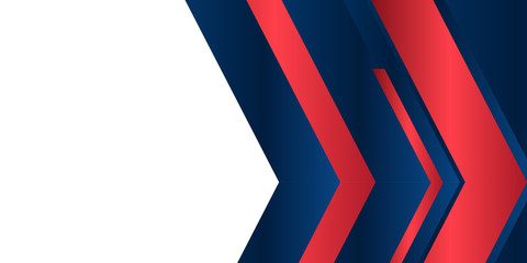 Minimal geometric background. Dynamic blue shapes composition with red arrow lines. Abstract background modern minimalist futuristic graphic. Vector abstract background texture, presentation design