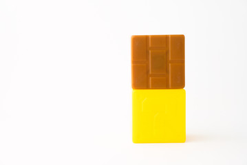 Plastic cube on the white background