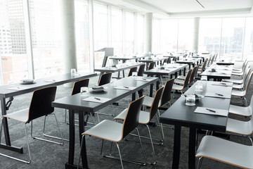 Seminar work chairs before a conference meeting in an office building