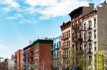 Block of old buildings in the East Village neighborhood of Manhattan in New York City