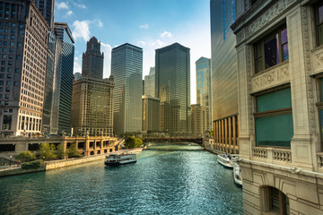 Chicago cityscape and river