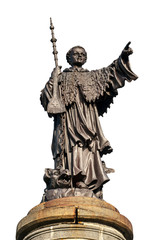 Statue of Saint Bernard at the Great St Bernard Pass / Col du Grand-Saint-Bernard in the Swiss...