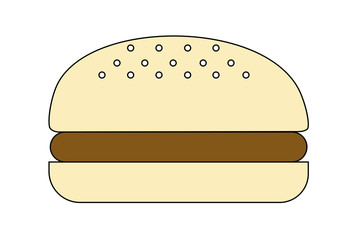 hamburger cartoon isolated on white background. One layers of meat.