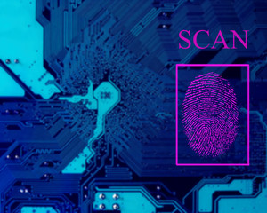 Fingerprint scanning for secure access. Protection from cybercrime.