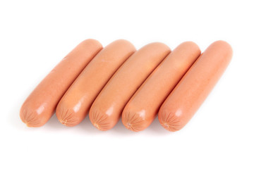 raw sausage for a hotdog on a white background