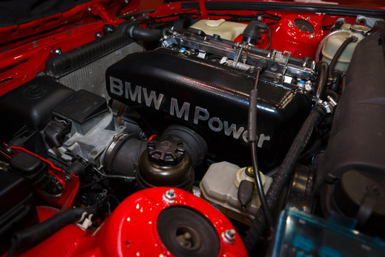 MAASTRICHT, NETHERLANDS - JANUARY 08, 2015: The engine sports car BMW M3 (E30). International Exhibition InterClassics & Topmobiel 2015