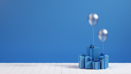 3d render blue gift box