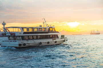 General view from Istanbul Bosporus and and city ferry
