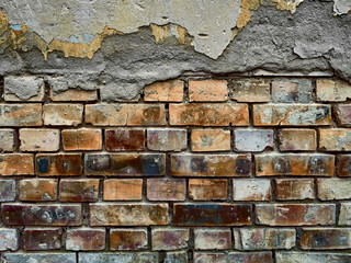 Old brick background with plaster.