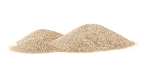 Fototapeta na wymiar Pile desert sand dune isolated on a white background. Pile of dry beach sand.