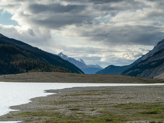 Landscape with mountain range in the background, Icefield Parkway, Alberta, Canada
