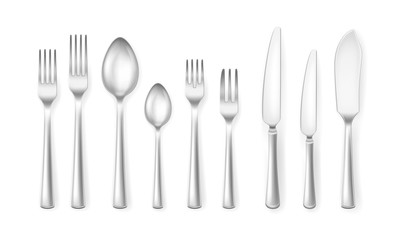 Realistic Detailed 3d Cutlery Set for Home or Restaurant. Vector