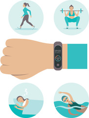 Smart watch fitness band  tracker concept