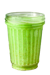 green smoothie cocktail antioxidant diet (organic fruit vitamins, vegetarian drink) menu concept background. top view. copy space for text