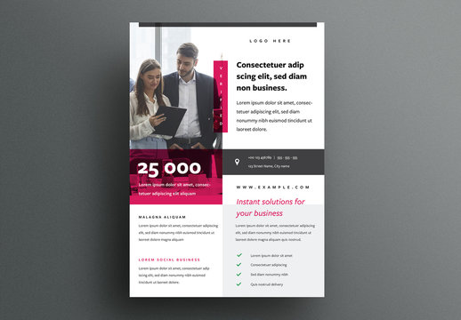 Business Flyer Layout with Red Accents