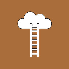 Vector illustration icon concept of cloud and wooden ladder.