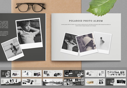 Instant Photo Album Layout with Black Accents