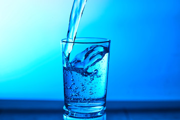 Pouring water into glass.