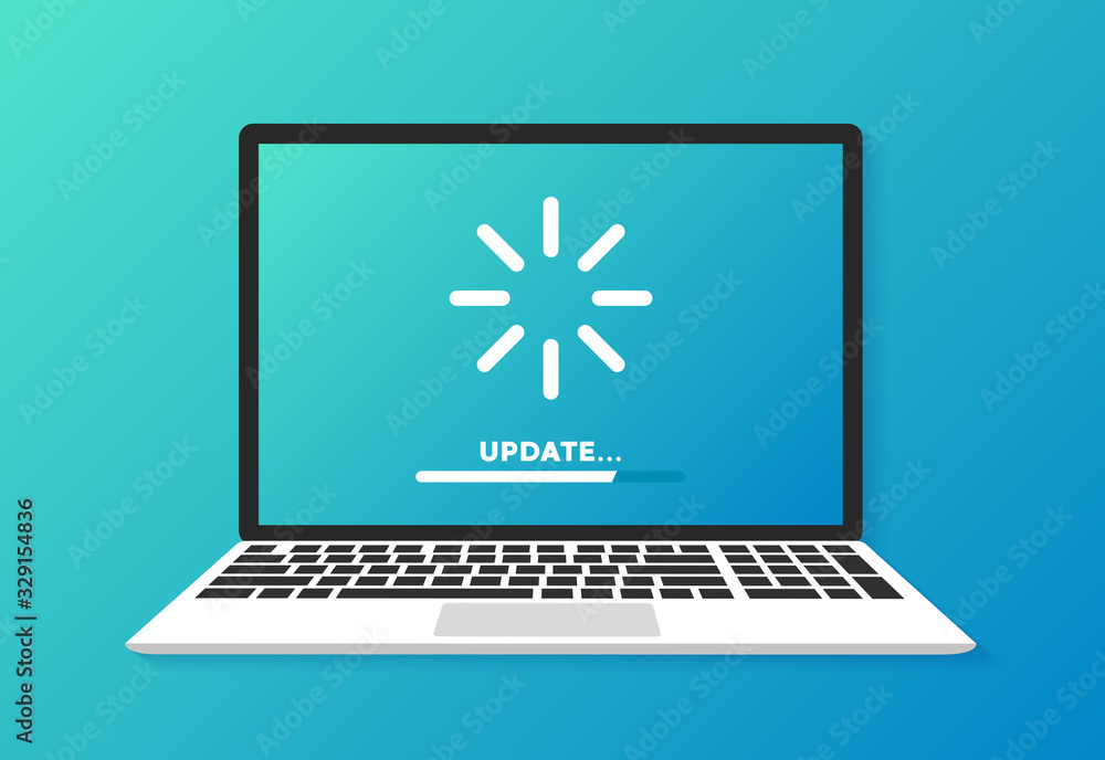 Poster progress bar and update on the screen. vector illustration.