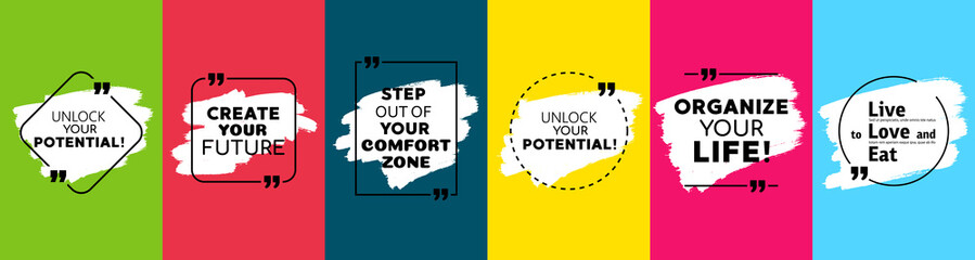 Inspirational quote for your opportunities. Speech bubbles with quote marks. Vector illustration