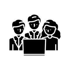 Team work black icon, concept illustration, vector flat symbol, glyph sign.