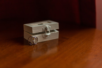 Wedding rings with wedding bouquet