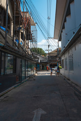 Fototapeta na wymiar January 22, 2020. Koh Samui, Thailand. streets of the island , residents with a variety of businesses, vendors, massage therapists, and others