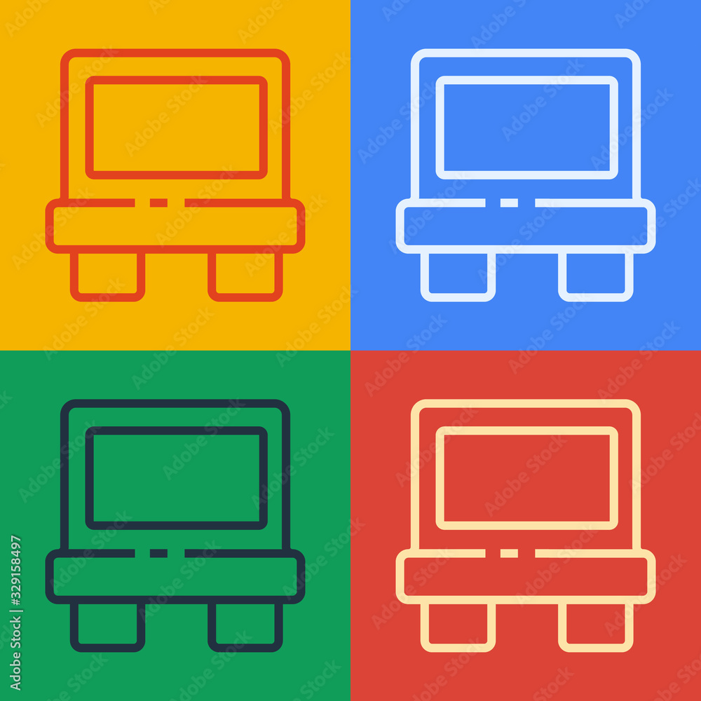 Poster pop art line fuse of electrical protection component icon isolated on color background. melting brea