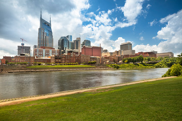 City of Nashville Tennessee on the Cumberland River in Tennessee USA