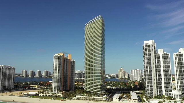 Low to high aerial Armani Casa Residences Sunny Isles Beach