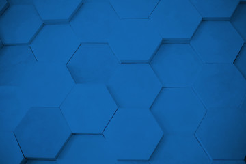 background of a blue hexagony wall. the texture of the plaster. geometric background