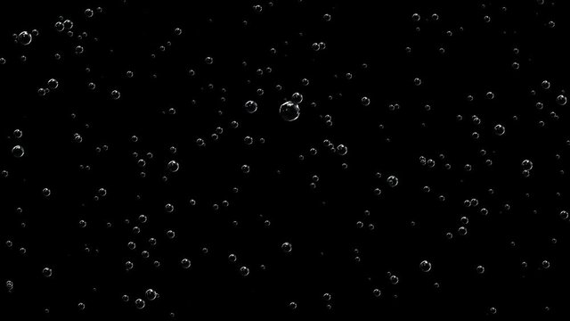 Slow rise of bubbles on a dark background.