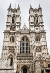 Western facade of Westminster Abbey in London