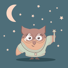 Owl for children with glasses